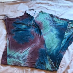 Black Bead Tie-dyed Maxi Dress